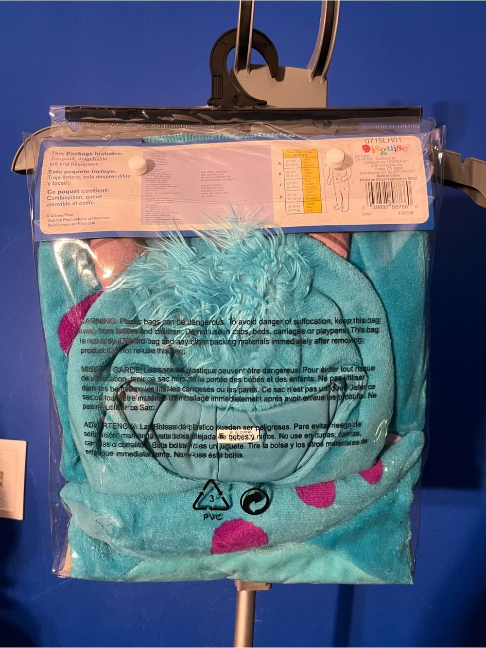 Disney Sulley Plush Toddler Costume Blue with Purple Spots